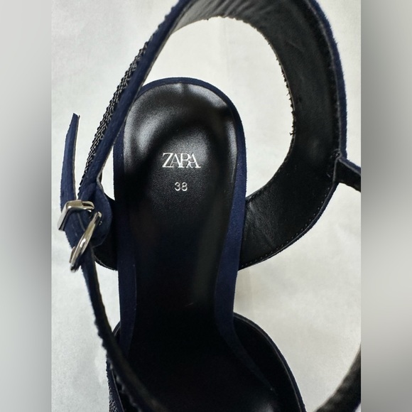 NEW 💙 Zara RHINESTONE HEELED PLATFORM SHOES - Picture 12 of 14